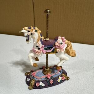 Family Dollar Carousel Unicorn Horse Figurine Pastel Colors Flowers Magical